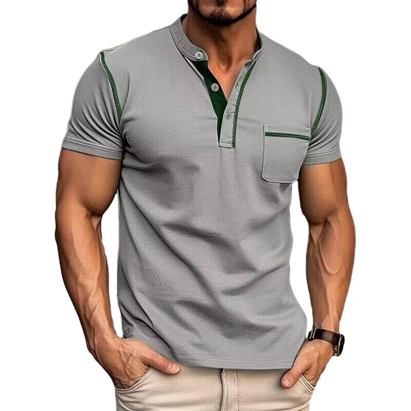 Men's Fashion Henley Shirt Classic Short/Long Sleeve Lightweight Button Cotton T-Shirt Casual Top