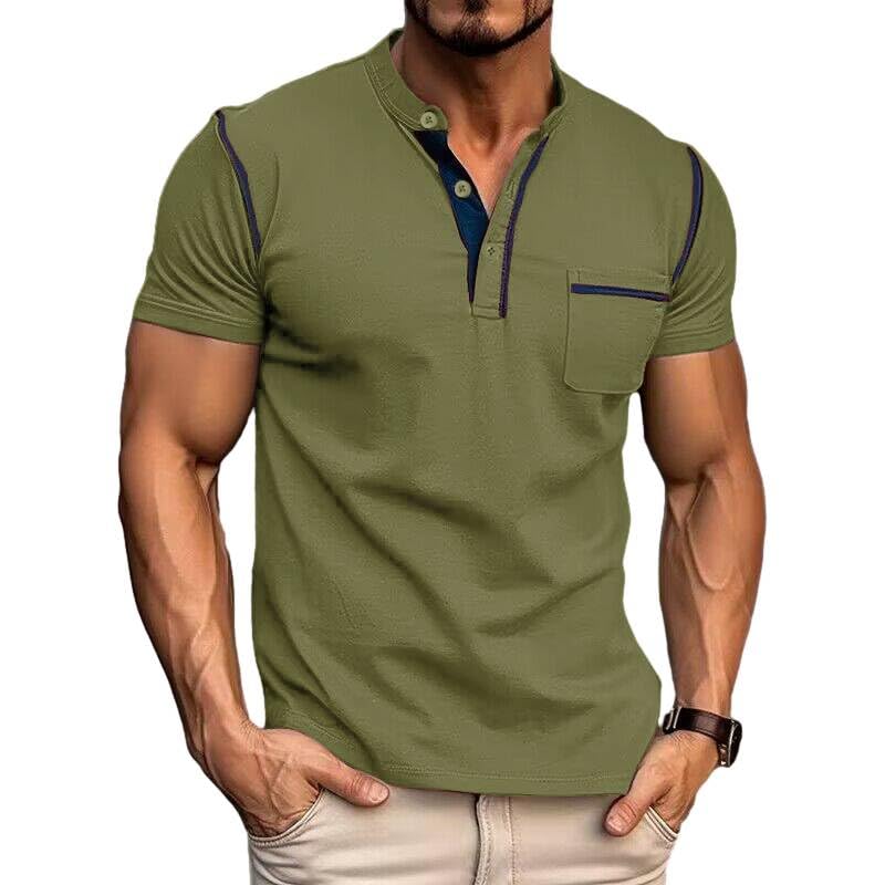 Men's Fashion Henley Shirt Classic Short/Long Sleeve Lightweight Button Cotton T-Shirt Casual Top