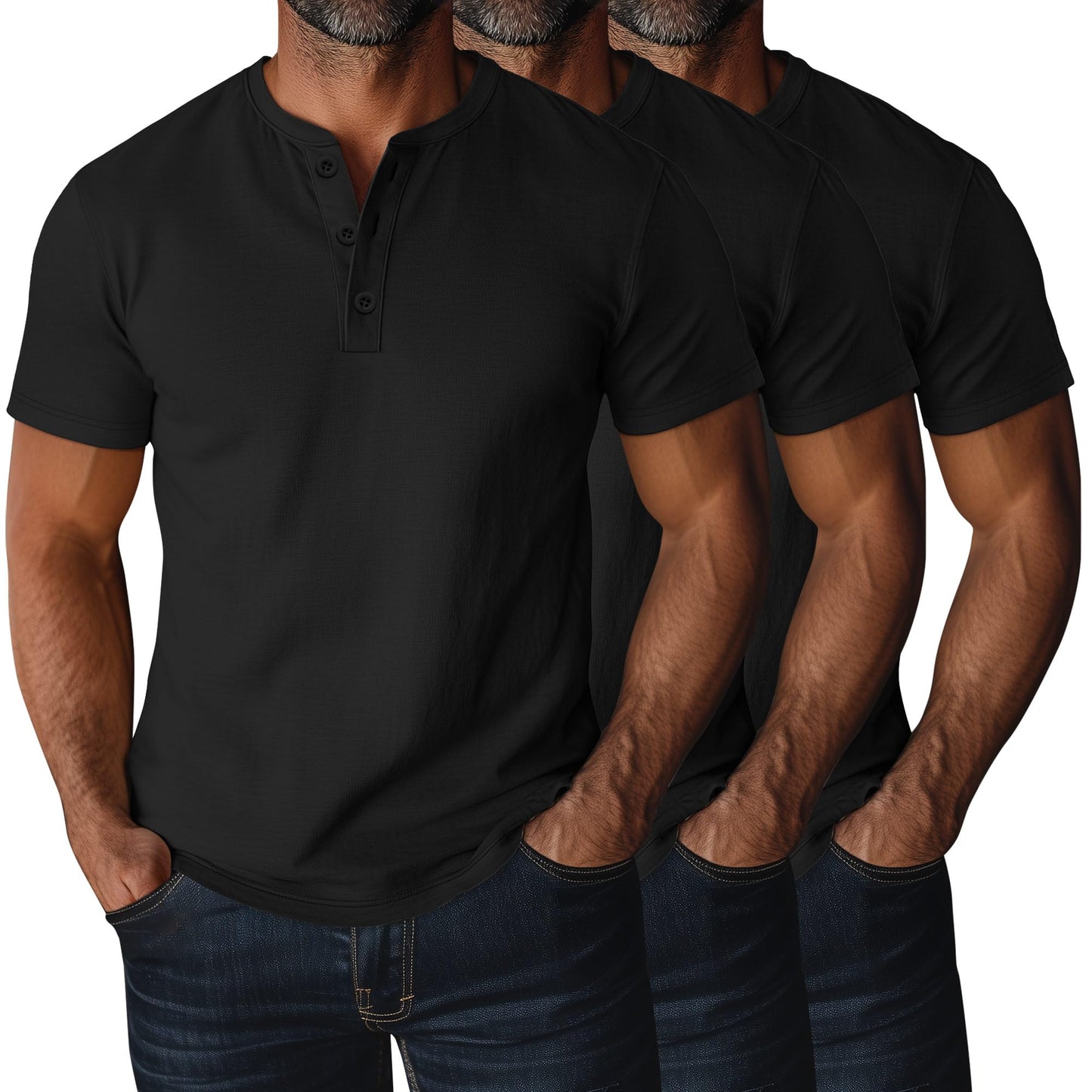 Ficerd 3 Pack Men's Big and Tall Shirts Cotton Short Sleeve Plus Size Tee Loose Fit Casual T Shirts Basic Oversized Tops