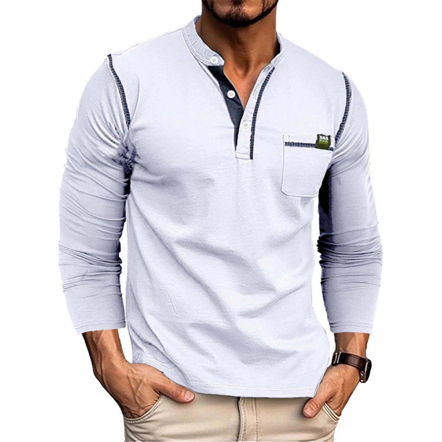 Men's Fashion Henley Shirt Classic Short/Long Sleeve Lightweight Button Cotton T-Shirt Casual Top