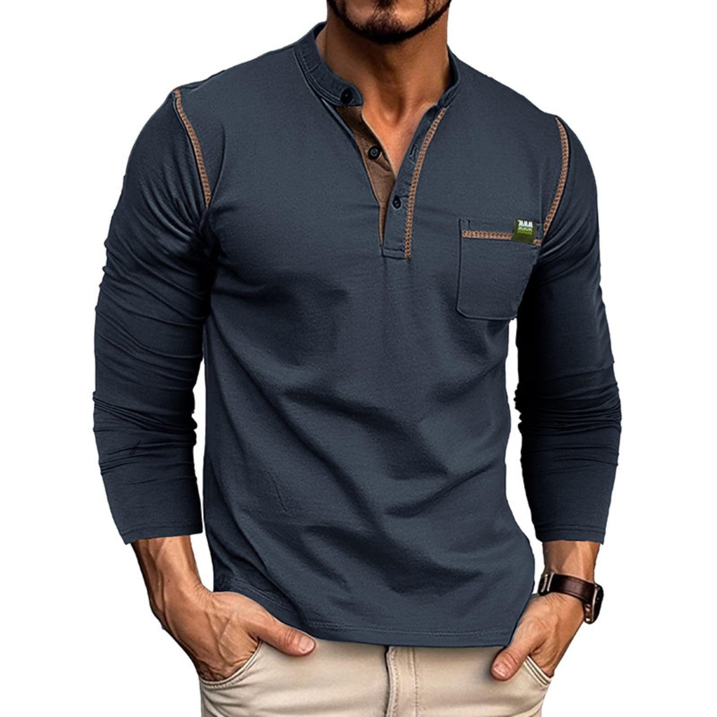 Men's Fashion Henley Shirt Classic Short/Long Sleeve Lightweight Button Cotton T-Shirt Casual Top
