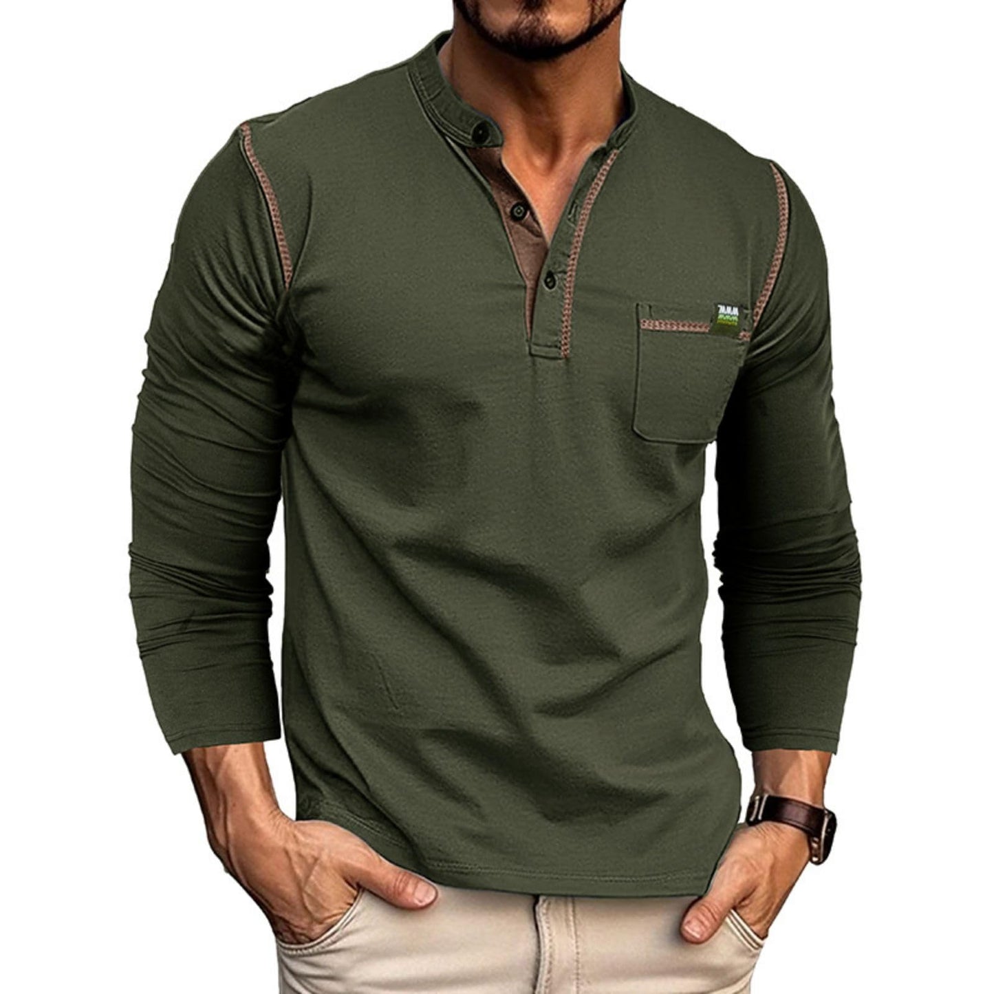 Men's Fashion Henley Shirt Classic Short/Long Sleeve Lightweight Button Cotton T-Shirt Casual Top