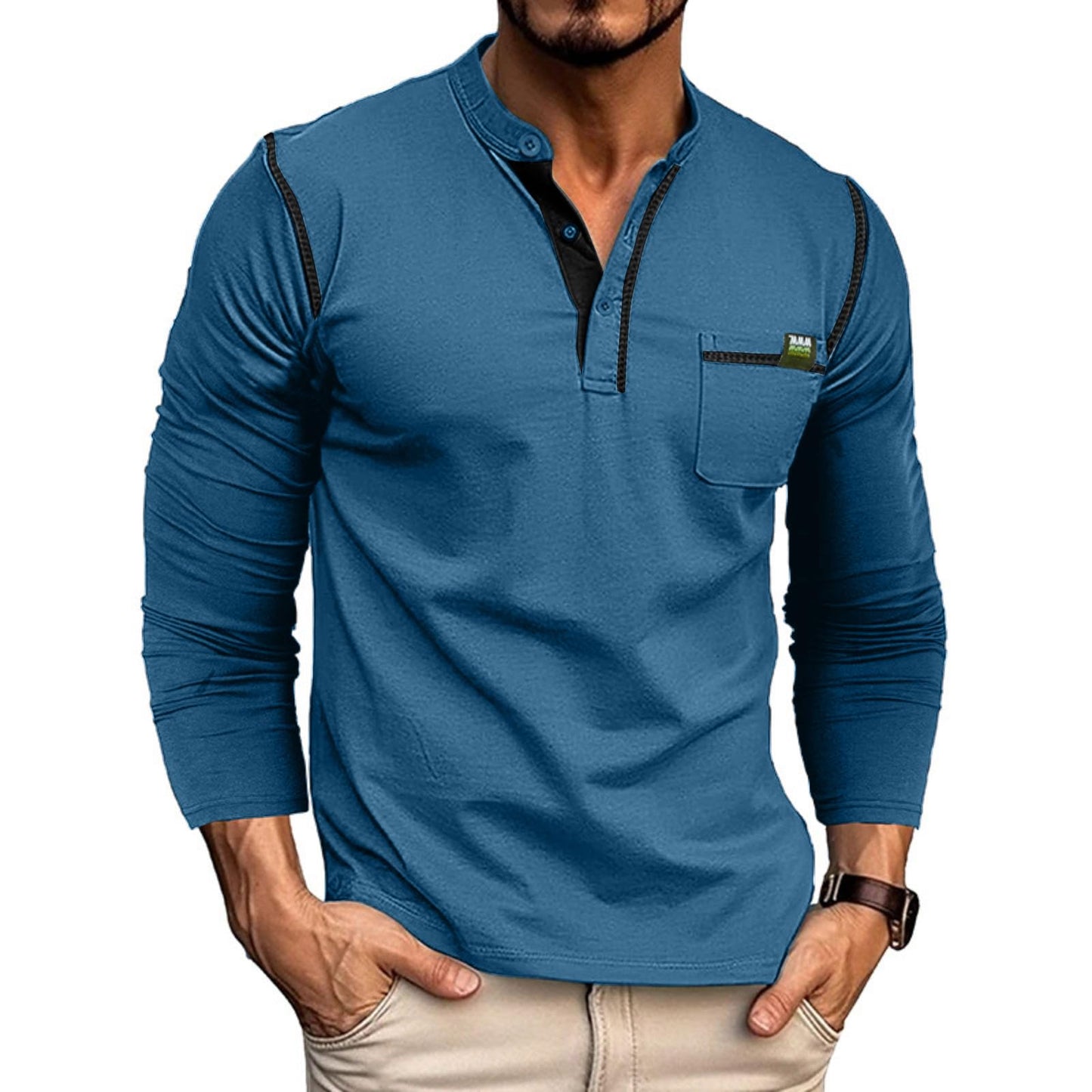 Men's Fashion Henley Shirt Classic Short/Long Sleeve Lightweight Button Cotton T-Shirt Casual Top