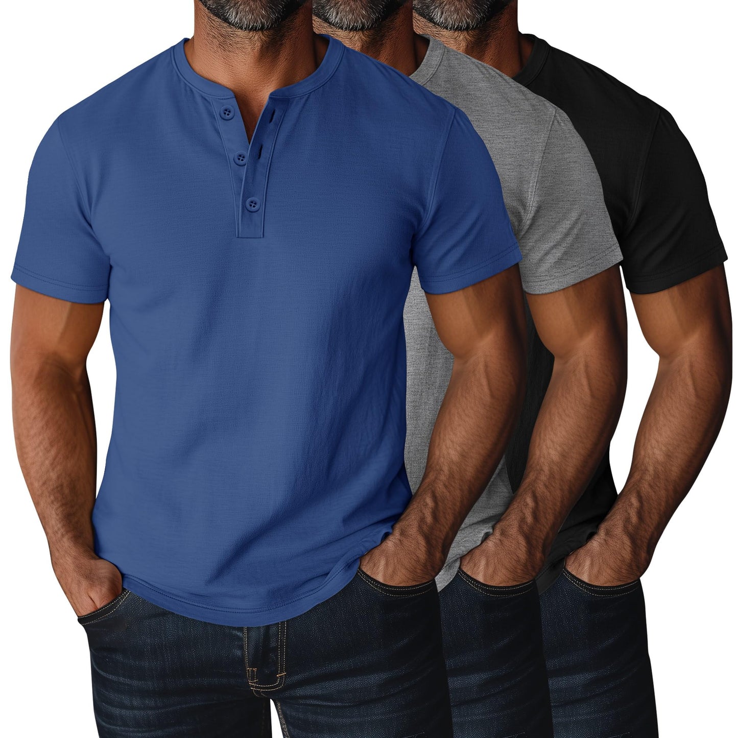 Ficerd 3 Pack Men's Big and Tall Shirts Cotton Short Sleeve Plus Size Tee Loose Fit Casual T Shirts Basic Oversized Tops