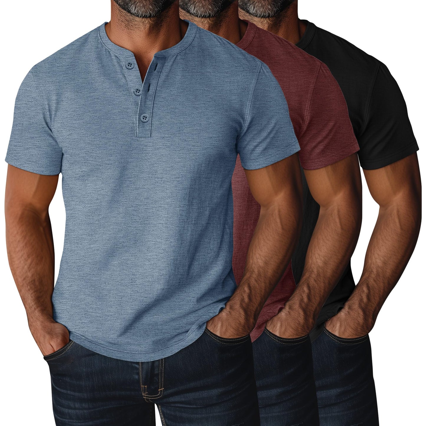 Ficerd 3 Pack Men's Big and Tall Shirts Cotton Short Sleeve Plus Size Tee Loose Fit Casual T Shirts Basic Oversized Tops