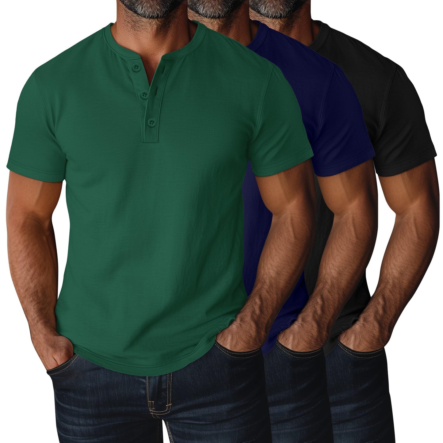 Ficerd 3 Pack Men's Big and Tall Shirts Cotton Short Sleeve Plus Size Tee Loose Fit Casual T Shirts Basic Oversized Tops