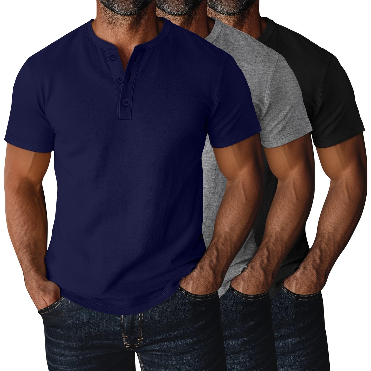 Ficerd 3 Pack Men's Big and Tall Shirts Cotton Short Sleeve Plus Size Tee Loose Fit Casual T Shirts Basic Oversized Tops