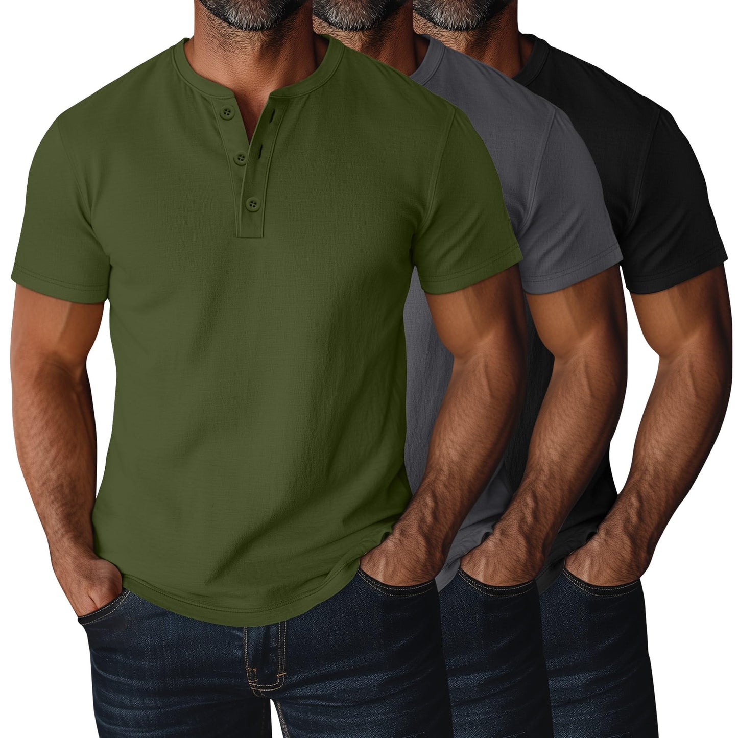 Ficerd 3 Pack Men's Big and Tall Shirts Cotton Short Sleeve Plus Size Tee Loose Fit Casual T Shirts Basic Oversized Tops