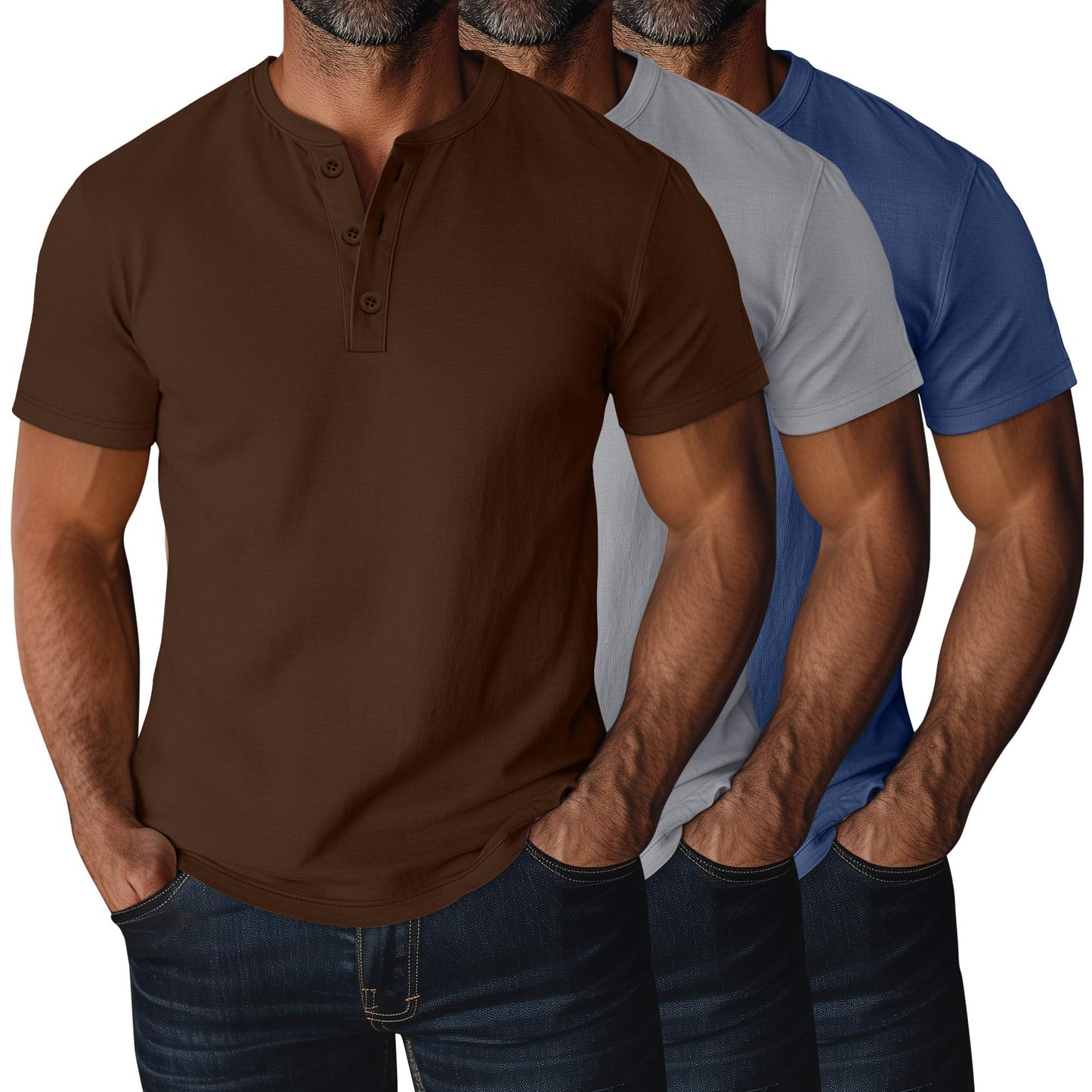 Ficerd 3 Pack Men's Big and Tall Shirts Cotton Short Sleeve Plus Size Tee Loose Fit Casual T Shirts Basic Oversized Tops