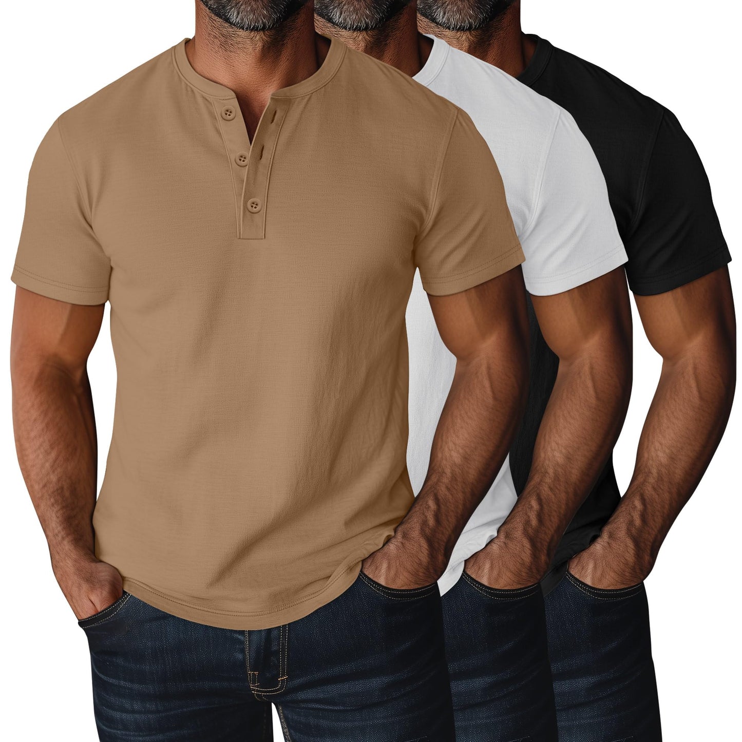 Ficerd 3 Pack Men's Big and Tall Shirts Cotton Short Sleeve Plus Size Tee Loose Fit Casual T Shirts Basic Oversized Tops