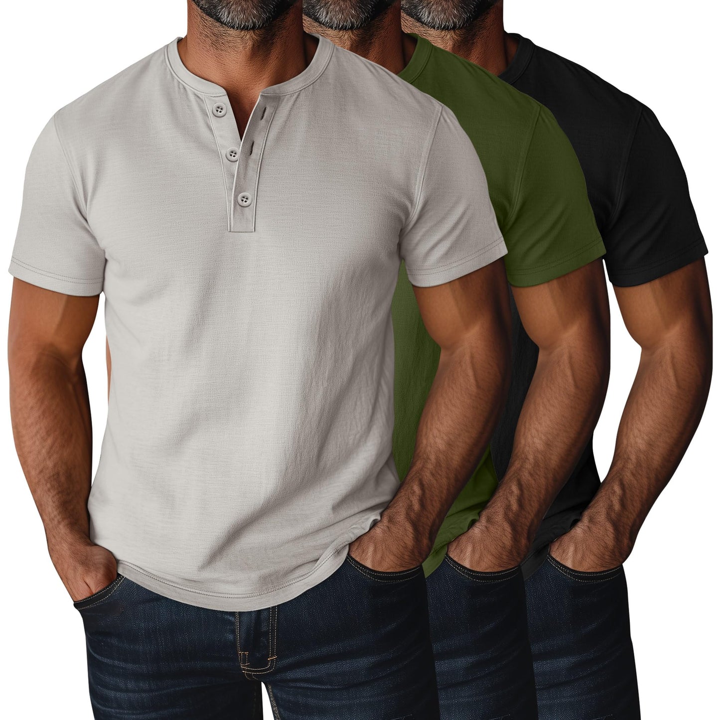 Ficerd 3 Pack Men's Big and Tall Shirts Cotton Short Sleeve Plus Size Tee Loose Fit Casual T Shirts Basic Oversized Tops
