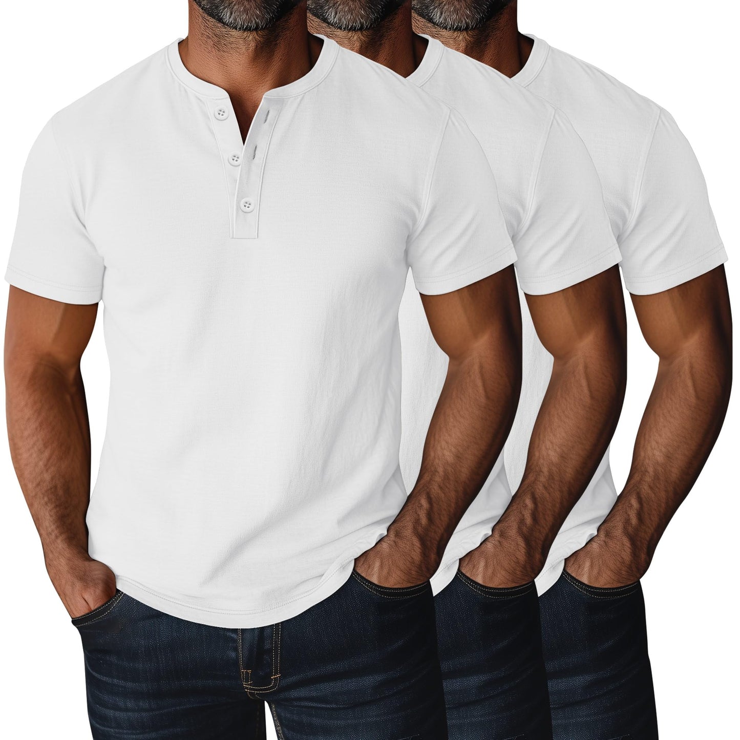 Ficerd 3 Pack Men's Big and Tall Shirts Cotton Short Sleeve Plus Size Tee Loose Fit Casual T Shirts Basic Oversized Tops