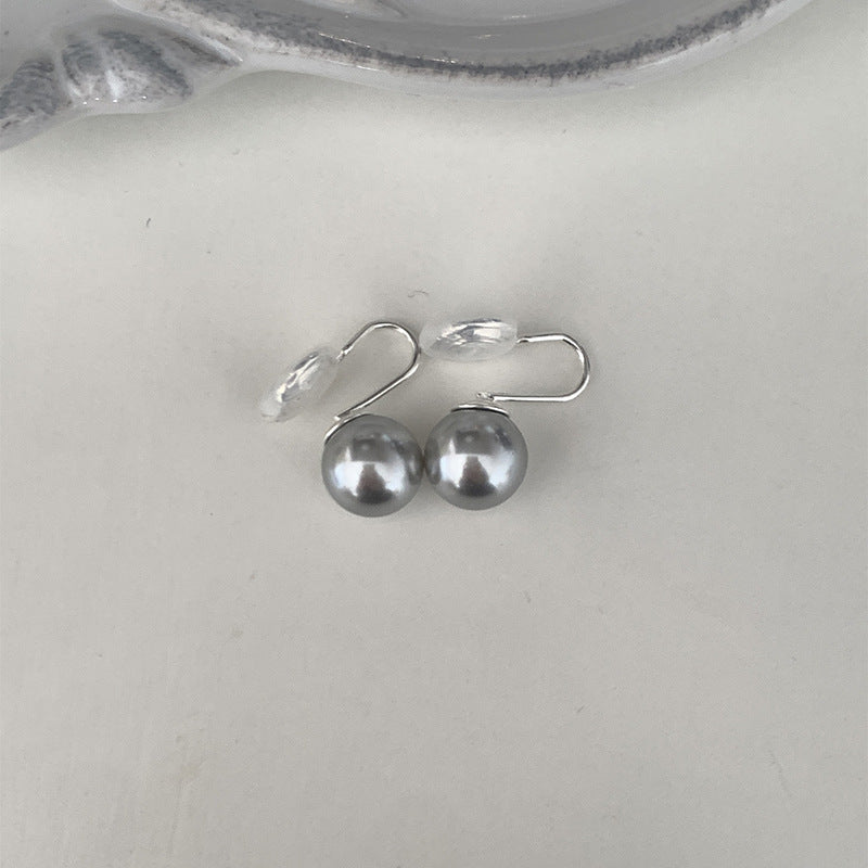 Simple Design Gray Pearl Stud Earrings For Women