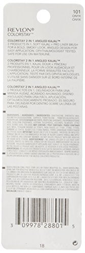 Revlon Pencil Eyeliner, ColorStay 2-in-1 Eye Makeup,Waterproof, Longwearing with Smudge Brush, Angled Kajal Eyeliner, 101 Onyx, 0.01 Oz