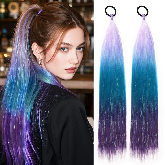 Laser Silk Women's European And American Ponytail Boxing Braid Color Wig