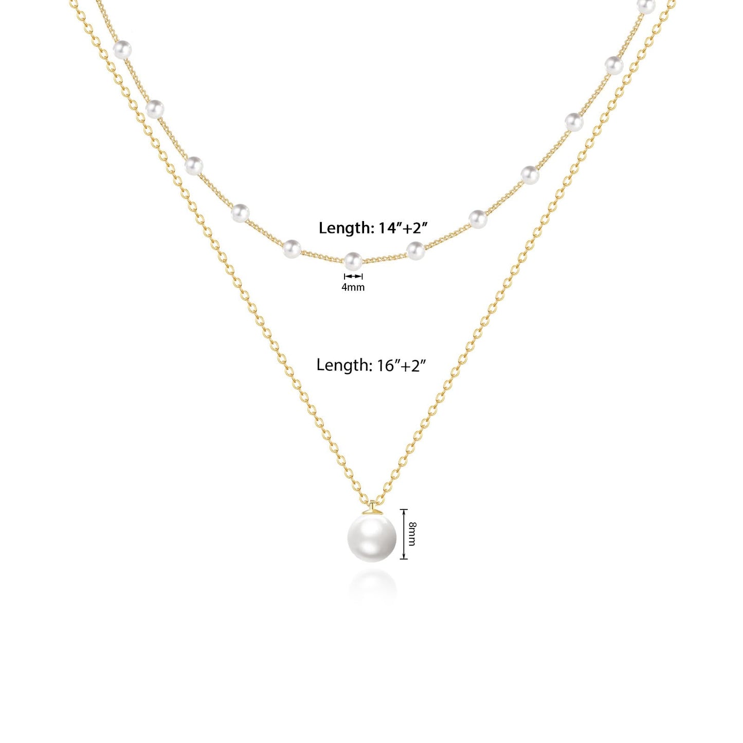 Pearl Necklace for Women Layered Trendy 14K Gold Plated Dainty Pearl Pendant Choker Set Handmade Pearl Gold Necklace Stack Simple Cute Jewelry Gifts for Women