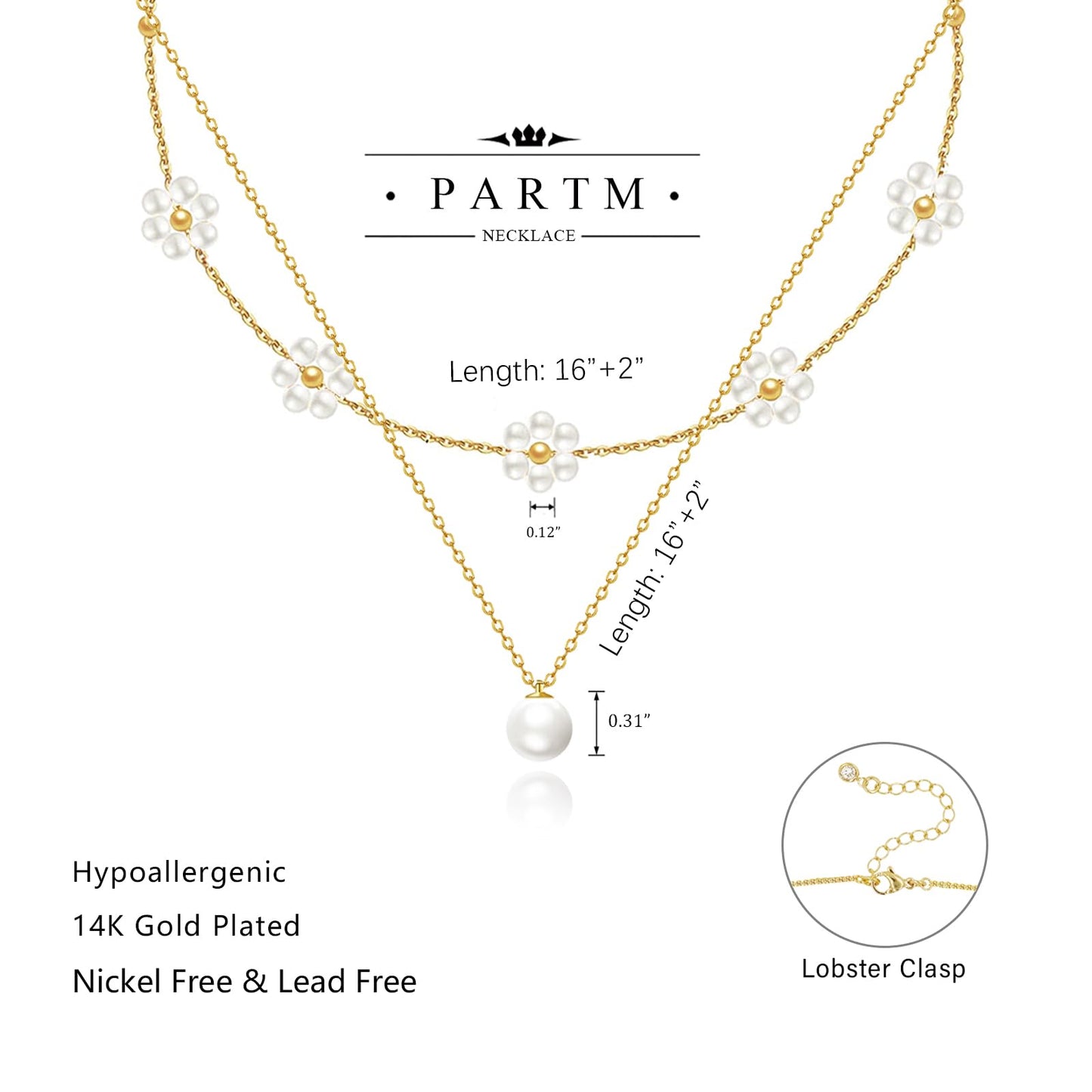 Pearl Necklace for Women Layered Trendy 14K Gold Plated Dainty Pearl Pendant Choker Set Handmade Pearl Gold Necklace Stack Simple Cute Jewelry Gifts for Women