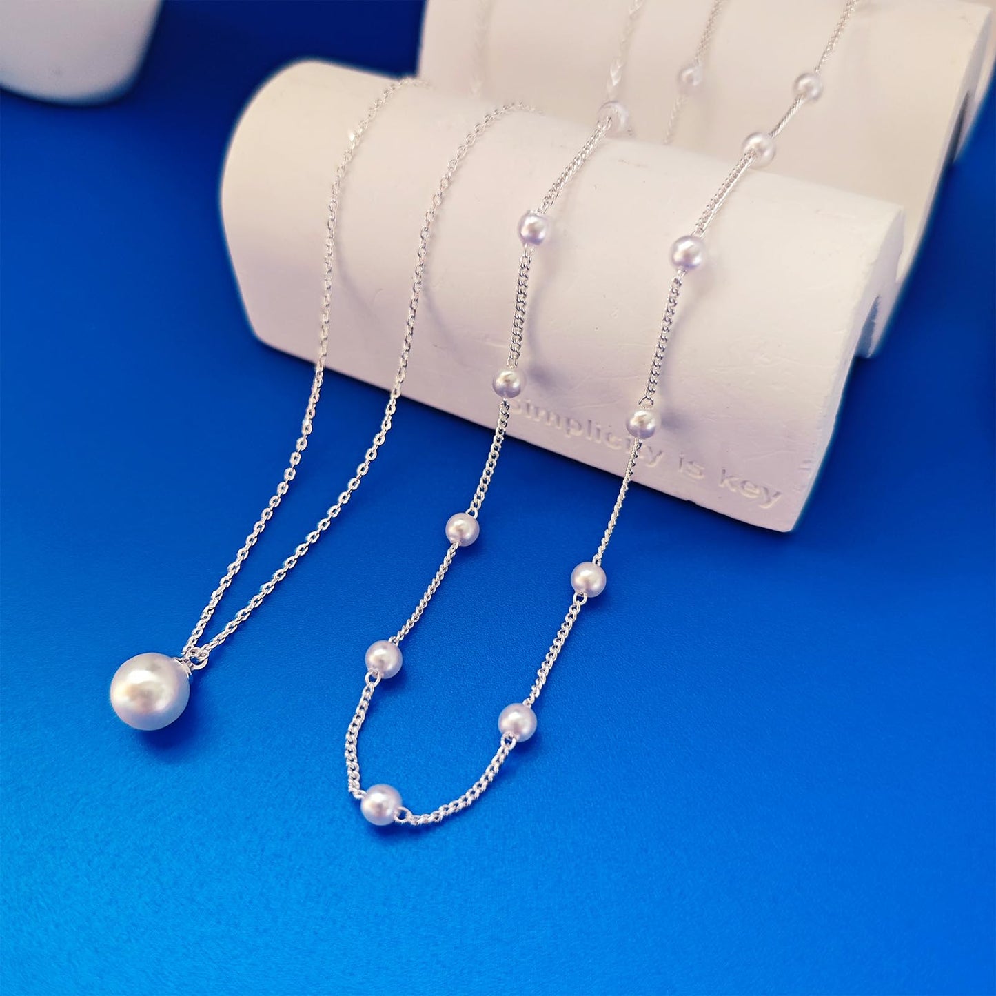Pearl Necklace for Women Layered Trendy 14K Gold Plated Dainty Pearl Pendant Choker Set Handmade Pearl Gold Necklace Stack Simple Cute Jewelry Gifts for Women