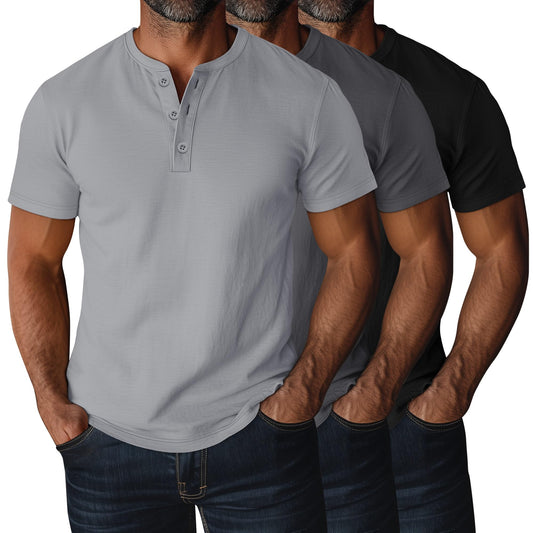 Ficerd 3 Pack Men's Big and Tall Shirts Cotton Short Sleeve Plus Size Tee Loose Fit Casual T Shirts Basic Oversized Tops