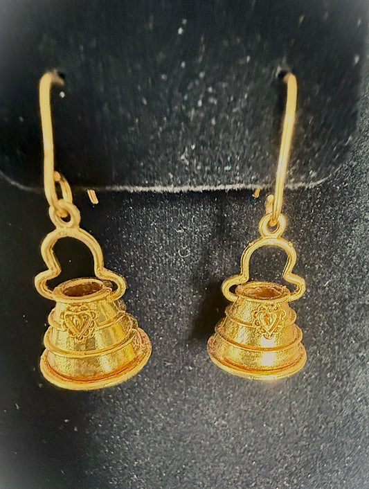 Handcrafted Nepali Bell Earrings – Lightweight Gold-Tone Design