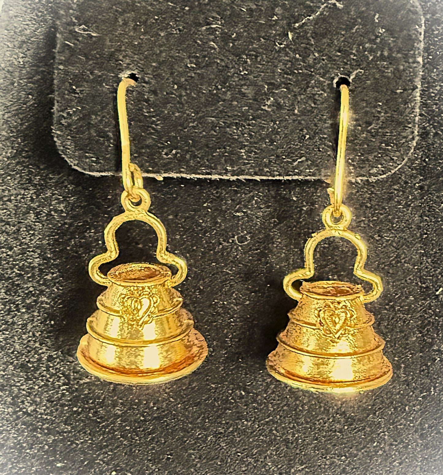 Handcrafted Nepali Bell Earrings – Lightweight Gold-Tone Design