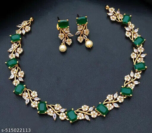 Indian Bollywood Gold Plated Plated Choker Bridal Necklace Earrings Jewelry Set